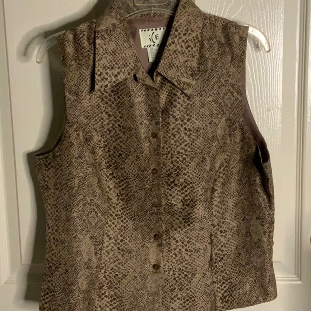 Ice Brown Snake Print Sleeveless Top